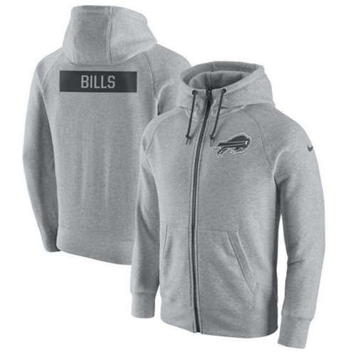 Men's Buffalo Bills Nike Ash Gridiron Gray 2.0 Full-Zip Hoodie